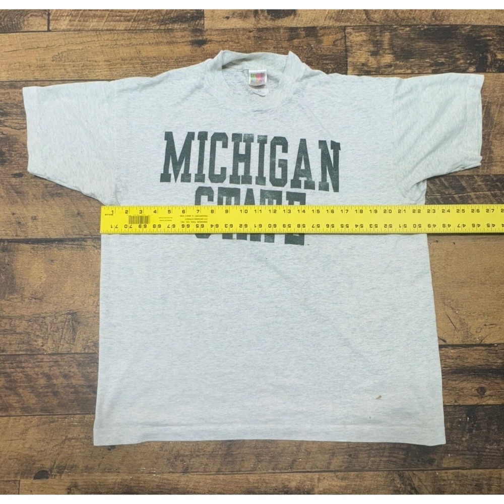 Vintage Michigan State University Gray 90s Shirt Single-Stitch Size XL Spell Out - Picture 3 of 12